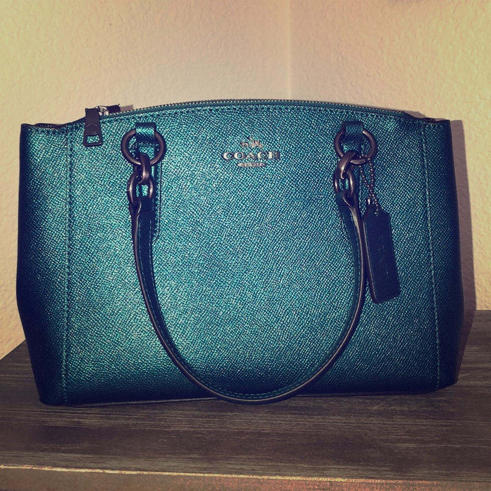 Coach Mini Christie Metallic Teal Bag